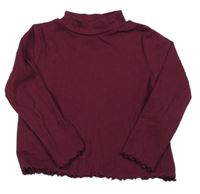 Vínové žebrované triko H&M