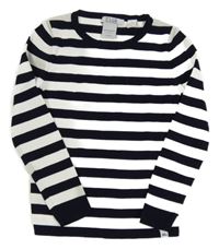 Tmavomodro-biele pruhované úpletové tričko