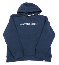 Tmavomodrá mikina s nápisom a kapucňou Animal