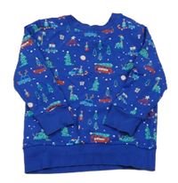 Modrá mikina s dinosaurami a autami George