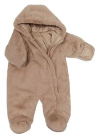 Růžová kožešinová zateplená kombinéza s kapucí Matalan