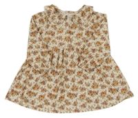 Smetanovo-hnědé květované šaty s límečkem Matalan