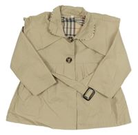 Světlebéžový plátěný jarní kabátek s opaskom