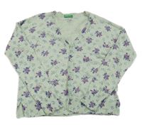 Zelenakvý kvetovaný prepínaci sveter Benetton