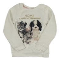 Biela plyšová mikina so zvieratkami H&M