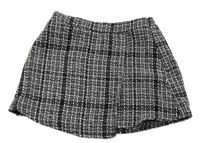 Čierno-biela kockovaná zavinovací sukňa Shein