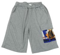 Sivé melírované kraťasy s vreckom