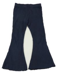 Tmavomodré žebrované flare kalhoty Next