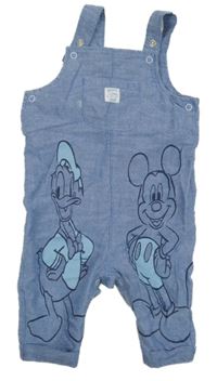 Modré melírované na traké nohavice s Mickeym a Donaldem Disney