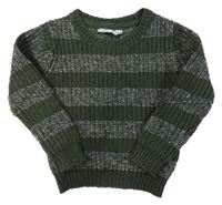 Tmavozeleno-melírovaný pruhovaný sveter Primark