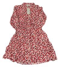 Nové - Růžovo-bílé vzorované košilové šaty River Island
