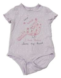 Lila body s ptáčkem a kvítky 