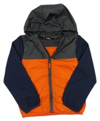 Tmavošedo-oranžová šušťáková jarná bunda s kapucňou Crane