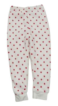 Biele hviezdičkované chlpaté pyžamové nohavice