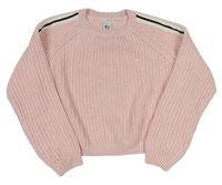 Svetloružový crop sveter s prúžkami C&A