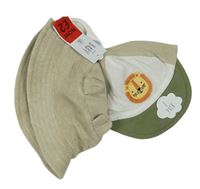 2set - Béžový froté klobouk + bavlnená šiltovka s tigrom George