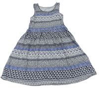 Bielo-tmavomodré vzorované šaty H&M