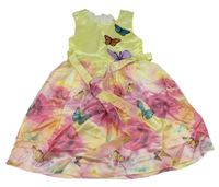 Žluto-růžové šaty s motýly Sunny Fashion