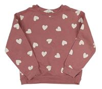 Staroružová mikina so srdiečkami H&M