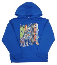 Safírová mikina s hrdiny a kapucí Marvel