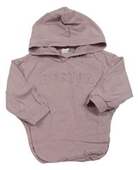 Fialoorůžová mikina s 3D nápisom a kapucňou Shein
