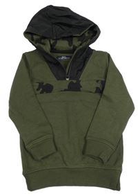 Kaki-čierna mikina s kapucňou Matalan