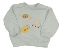 Svetlomodrá oversize mikina so zvieratkami Matalan