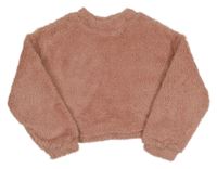 Ružová chlpatá crop mikina zn. Shein