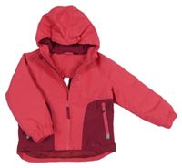 Růžovo-vínová šusťáková zimní bunda s kapucí Lupilu