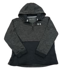 Šedo-černá funkční sportovní mikina s logem a kapucí Under Armour