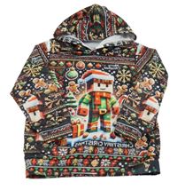 Farebná mikina s vánočním motívom s kapucňou