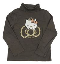 Hnědé triko s Kitty a rolákem Sanrio