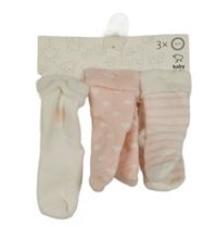 Nové - 3x Bílo-růžové ponožky vel. 14-15