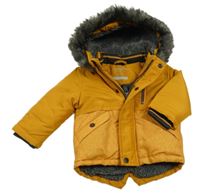 Okrová šusťáková zimní bunda s kapucí Primark