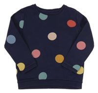 Tmavomodrá mikina s farebnymi bodky F&F