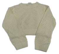 Smotanový ažurový crop sveter H&M