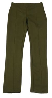 Olivové legíny s pukmi Fame