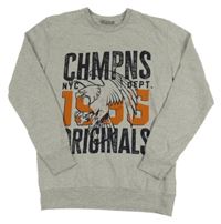 Sivá mikina s orelom a nápisom Destination