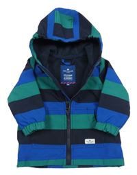 Zeleno-modrá pruhovaná softshellová bunda s kapucí Tom Tailor