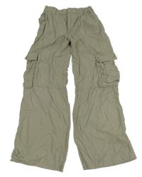 Béžové plátěné cargo kalhoty H&M