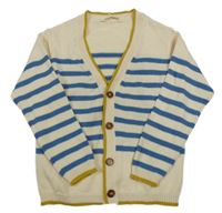 Béžovo-modrý pruhovaný prepínaci sveter