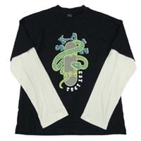 Černo-smetanové triko se skatem Next 