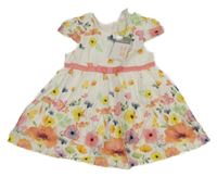 Nové - Biele plátenné šaty s kvietkami Primark