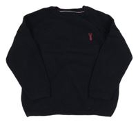 Tmavomodrý sveter s logom Next