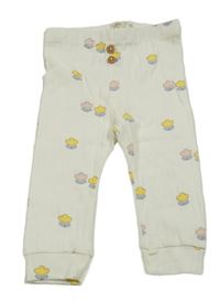 Biele rebrované tepláky s kvietkami Maybe Baby