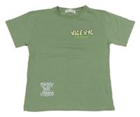 Světlezelené tričko s nápisy Zara 