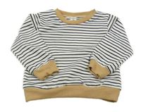 Bielo-čierna pruhovaná mikina s béžovými lemy Shein