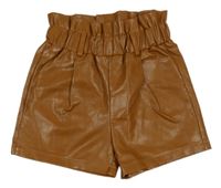 Béžové koženkové kraťasy Shein