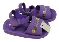 Nové - Fialové neoprenové sandály s kytičkami vel. 30
