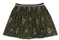 Hnědo-khaki army plisovaná sukňa s kvetmi S. Oliver